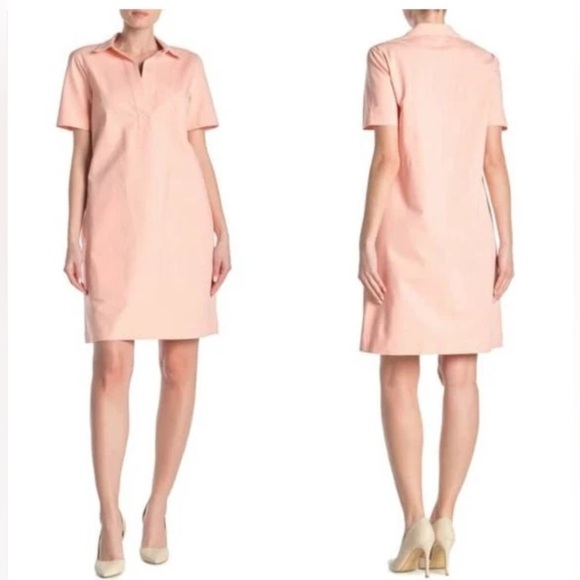 Lafayette 148 New York Novella Spread Collar Dress Pockets Large